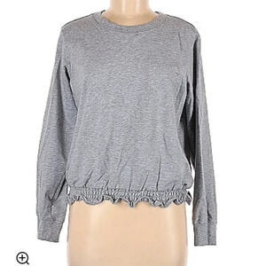 Michael Kors Ruffle Bottom Pullover Sweatshirt Gray Small